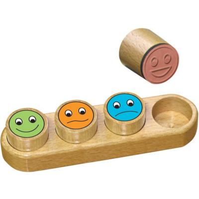 Coffret 4 Mini Tampons Smiley Tampons Bois et support Crealign