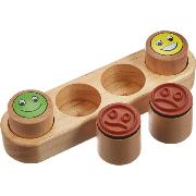 Coffret 4 Mini Tampons Smiley Tampons Bois et support Crealign
