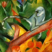 Mini-Puzzle Q Casse-tête Art 69 pièces Singe Franz Marc 12.5x12.5 cm Curiosi