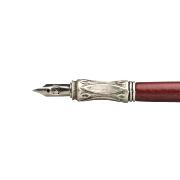 Set Calligraphie Bordeaux Porte-Plume Bois et métal décoré 6 plumes et Encre Dallaiti
