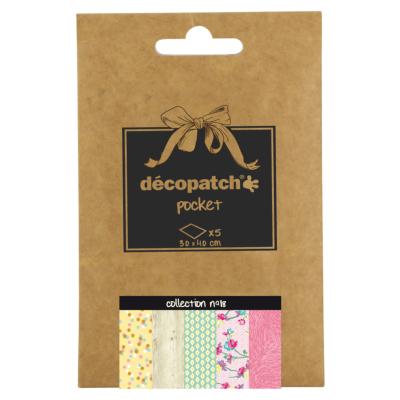 Papier Decopatch Pocket 5 feuilles 30x40cm assorties Collection n°18