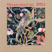 Calendrier mural Luxe 2024 Oiseaux dans l'Art 12 illustrations 12 mois Doré Or chaud 30X30 cm Ed Desastre
