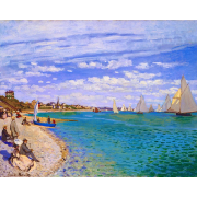 Broderie Point de Croix Estampée Regate à Ste Adresse Monet Toile 32x40 cm Figure d'Art