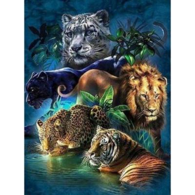 Broderie Diamant Animaux de la Jungle Toile complète roulée 40x50 Diamants carrés Figure d'Art