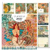 Calendrier mural 2027 Art Nouveau 12 illustrations Gwenaëlle Trolez 16 mois 30X30 cm Kiub
