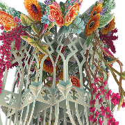 Carte 3D Cage Vert Amande et Fleurs 16x16 Décor en relief avec enveloppe