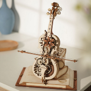Kit Boîte à musique Violoncelle à fabriquer 23 cm Puzzle 3D Bois mécanique Magic Cello AMK63 199 pièces Rokr