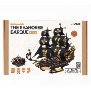 Kit Maquette 3D Bateau Voiles Noires 39x18x47 cm MCB02 603 pièces The Seahorse Barque Puzzle Rokr