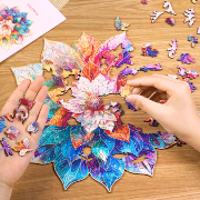 Puzzle en Bois 200 pièces Mystic Mandala Flower 28x29cm TA001 Puzzle Paradise Rowood