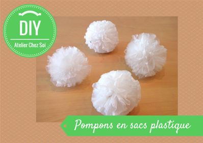 Tuto Fabrication Pompon sac plastique récup - Fiche créative