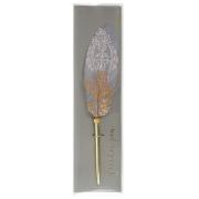 Stylo bille Plume d'oiseau 23 cm Bleu Gris motif Dentelle Encre noire ArteBene
