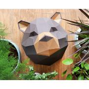 Kit de pliage Trophée Papercraft Ours Grizzly Marron et Kraft à fabriquer 40x42 cm