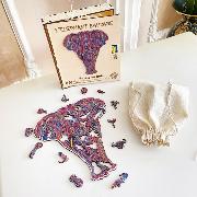 Puzzle en Bois Eléphant Sauvage 103 pièces 24x22 cm XS Creatif Wood