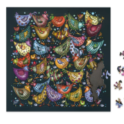 Puzzle Casse-tête Palapeli Poulettes 211 pièces uniques et Cadre 28x28 cm Curiosi