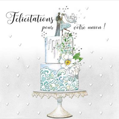 Carte double Mariage et Gâteau 16.5x16.5 cm Aerial Editor