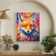 Peinture par numéros Renard coloré abstrait Toile roulée 40x50 cm Figure d'Art