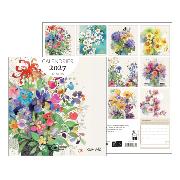 Calendrier mural 2027 Aquarelle Fleurs 12 illustrations 16 mois 30X30 cm Bug Art Kiub