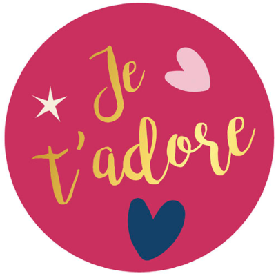 Magnet rond 56mm Petits Messages Je t'Adore Rose Le Magnet Français