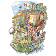 Carte 3D Roulotte et Souris 16x16 Décor en relief avec enveloppe