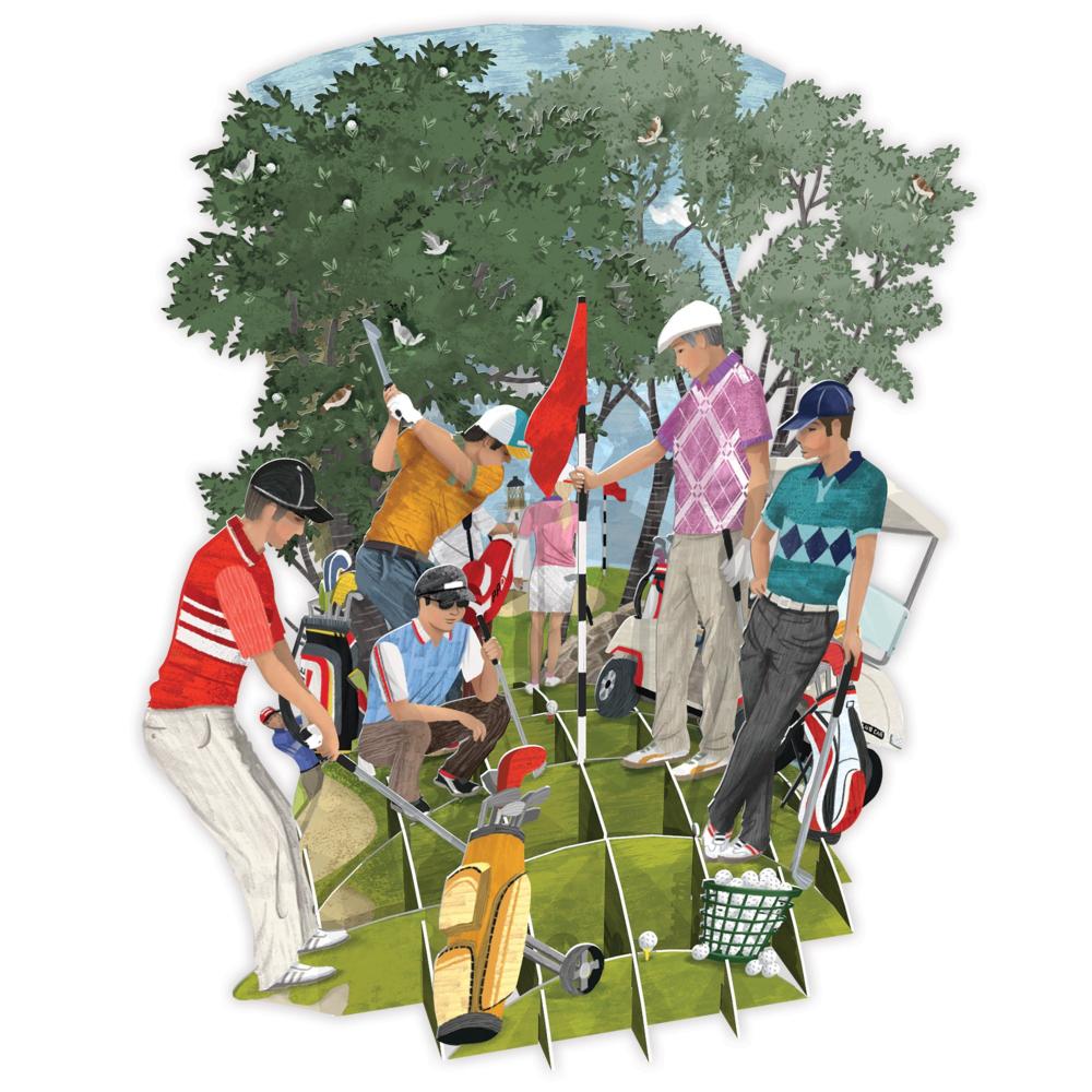 Carte 3d Golfeur 16x16 Decor En Relief Avec Enveloppe