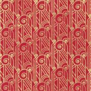 Papier népalais Lokta Fougères Rouge motif Or Feuille 50x75 cm