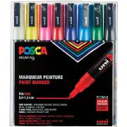 Set 8 Marqueurs Peinture Posca PC3M Couleurs basiques Pointe conique fine 0.9 à 1.3 mm