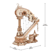 Kit Boîte à musique Harpe à fabriquer H28 cm Puzzle 3D Bois mécanique Magic Harp AMK71 350 pièces Rokr