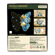 Puzzle en Bois 200 pièces Papillon Morpho Helena 28x29cm TA003 Puzzle Paradise Rowood