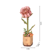 Maquette Bois Pot de Fleurs Rose Rose Puzzle 3D de 104 pièces TW041 Rolife