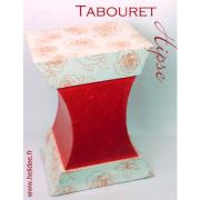 Tabouret en carton Hipse - Décoration papier collé Roses rouges