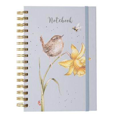 Carnet à spirales Oiseau Jonquille 15x21 200p ligné Elastique Wrendale