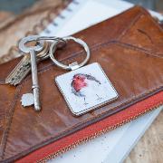 Porte-clés métal Oiseau Rouge-gorge 4x4 cm Wrendale