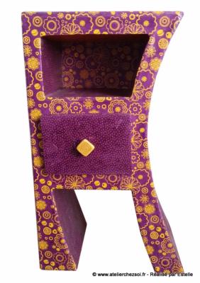 Le chevet en carton Hasiane d'Estelle - Dcoration papier lokta violet fleuri
