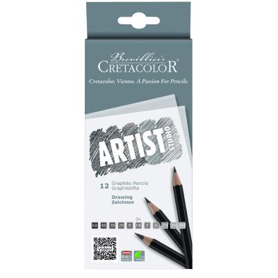 Crayons Graphite pour dessiner x12 de 6B à 4H Artist Studio Cretacolor