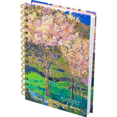 Cahier à dessins A5 Arbres en Fleurs Yarrow-Jones Rigide Spirales 120p blanches 120g et 200g Musée Ed Desastre