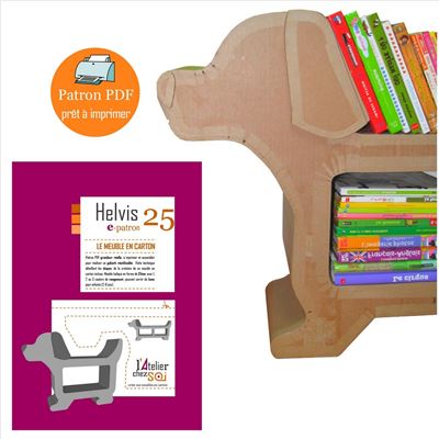 E-Patron PDF meuble en carton - Chien en carton Helvis