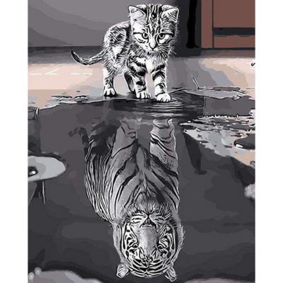 Peinture par numéros Chaton reflet Tigre Tableau 40x50 cm Figure d'Art