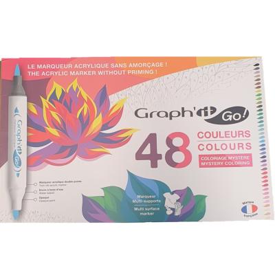 Marqueurs Acrylique Graph'It Go 48 couleurs Double-Pointe Sans amorçage