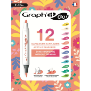Marqueurs Acrylique Graph'It Go 12 couleurs Floral Double-Pointe Sans amorçage