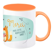 Mug Renard Merci pour cette merveilleuse année Tasse avec anse Orange Art grafik