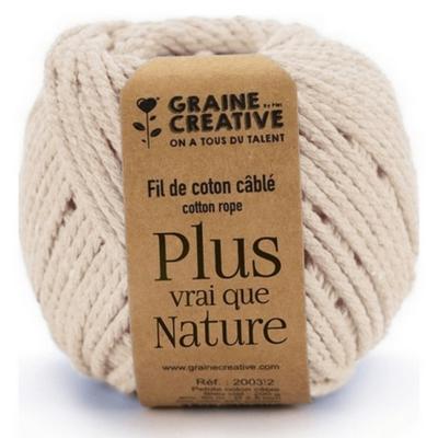 Pelote Coton Cablé Ecru Naturel Ø2.5mm 80m 200g Graine créative