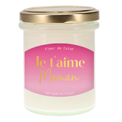 Bougie Parfumée Je t'aime Maman Senteur Fleur de Coton Pot 150g 30h Kiub