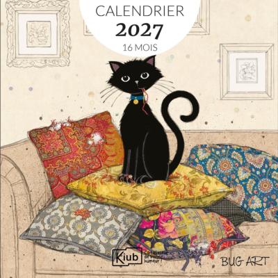 Calendrier mural 2027 Fans de Chatons Noirs 12 illustrations 16 mois 30X30 cm Bug Art Kiub