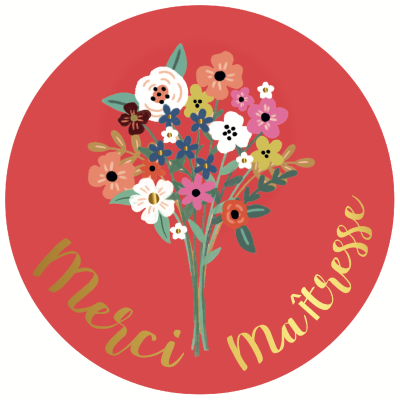 Magnet rond 56mm Petits Messages Merci Maîtresse Rouge Le Magnet Français