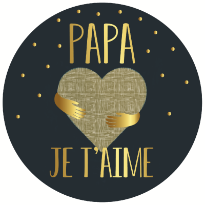 Magnet rond 56mm Petits Messages Papa Je t'aime Coeur Le Magnet Français