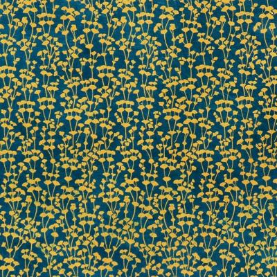 Papier népalais Euphorbes Jaune sur Bleu foncé 50x75 cm Lamali