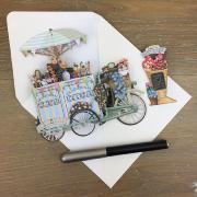 Carte 3D Marchand de Glaces 16x16 Décor en relief avec enveloppe