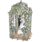 Carte 3D Scène de Mariage Couple Fleurs blanches 16x16 Décor en relief avec enveloppe