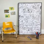 Poster Géant à colorier Le monde des Dinosaures 100x70 cm Pirouette Cacahouète