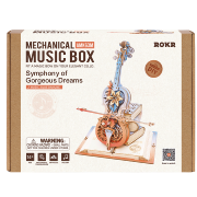 Kit Boîte à musique Violoncelle Coloré à fabriquer 23 cm Puzzle 3D Bois mécanique Magic Cello AMK63M 199 pièces Rokr